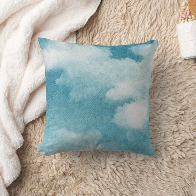 Coussin Serene Horizon Dreams Aquarelle Bleu et blanc (Couverture)
