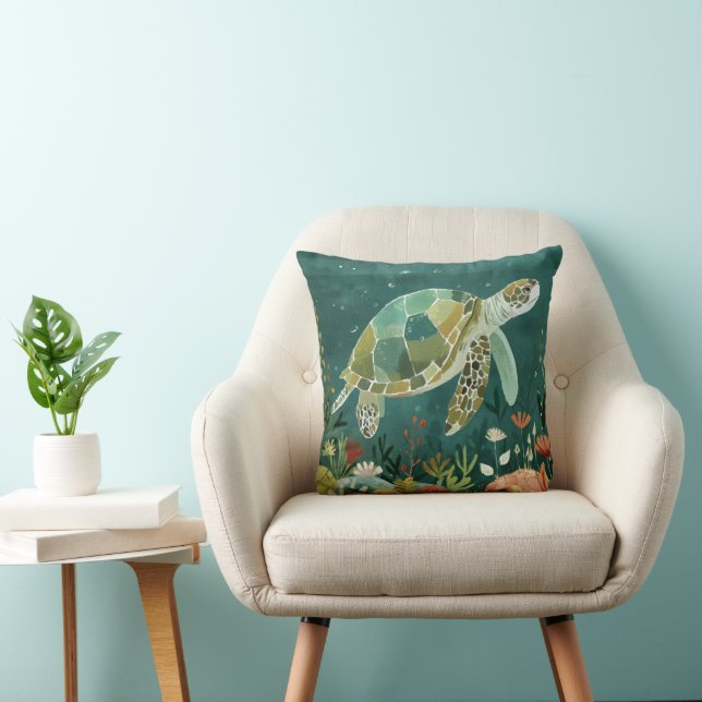 Coussin Serene Sea Turtle : Oasis sous-marine (Chaise)