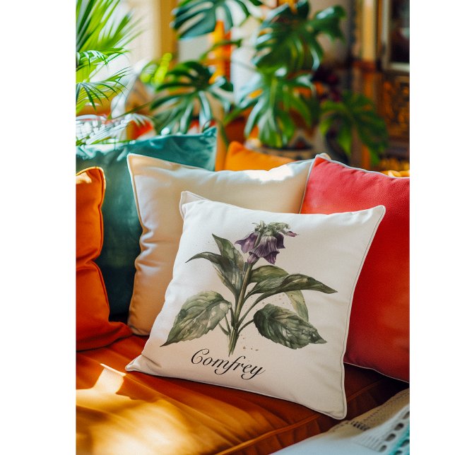 Coussin Serene Watercolor Comfrey, personnalisée (Créateur téléchargé)