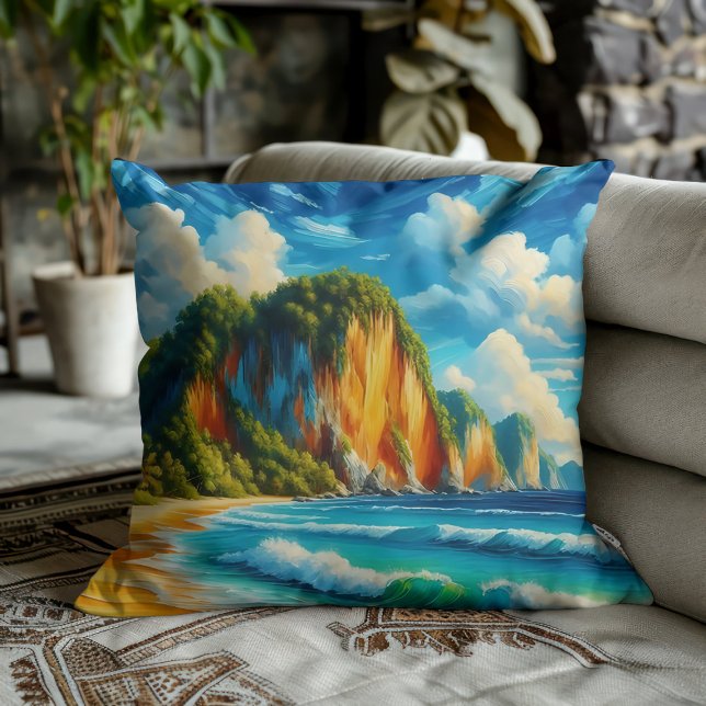 Coussin Sérénité Côtière Falaises Majestueuses & Rivages T (Créateur téléchargé)