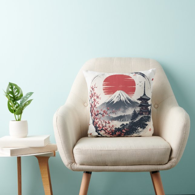 Coussin Sérénité du coucher de soleil sur le mont Fuji – A (Chaise)