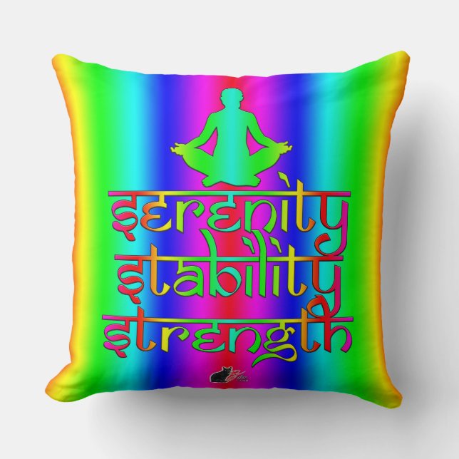 Coussin Sérénité Stabilité Force Arc-en-ciel Intentions (Recto)