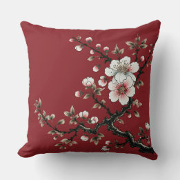 Coussin Serenity in Bloom Cherry Blossom Branch (rouge)