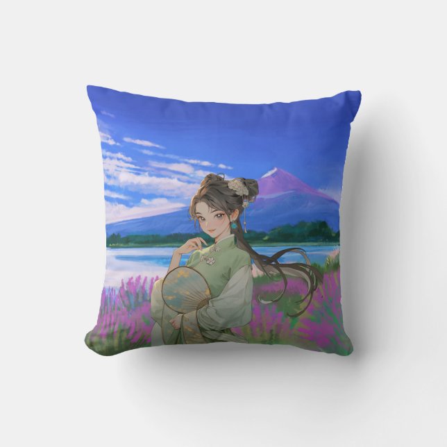 Coussin Serenity in Bloom - Paysage élégant (Recto)
