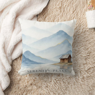 Coussin Serenity Peaks — Plaid de paysage de cabane minima