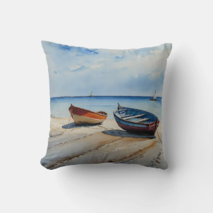 Coussin "Serenity Shores" Un Paysage Aquarellé Reposant