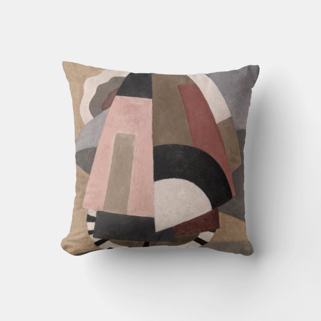 Coussin Serge Charchoune Composition Cubiste Tons Terreux (Recto)