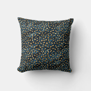 Coussin Série Conception Léopard Bleu et Or Design 1