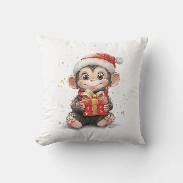 Coussin Série de Noël adorable pour les animaux Bébé singe (Recto)