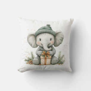 Coussin Série Noël Animaux Adorables Bébé Éléphant