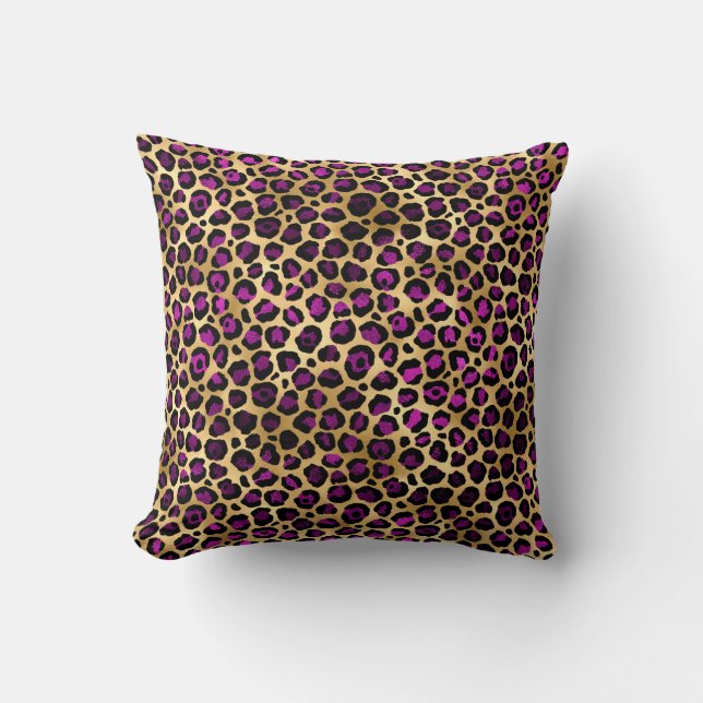 Coussin Série Purple and Gold Leopard Design 4 (Recto)