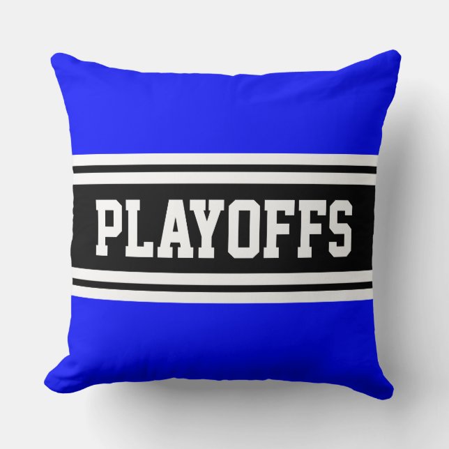 Coussin SÉRIES ÉLIMINATOIRES Bleu Clair Noir Blanc Rayures (Recto)