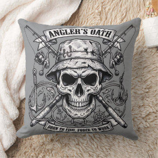Coussin Serment de Pêcheur – Né pour Pêcher, Forcé de Trav