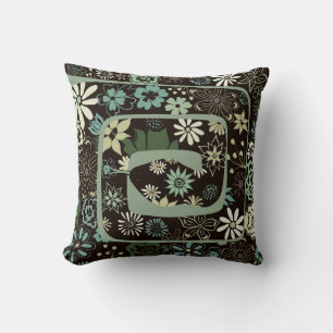 Coussin Serpent Abstrait Boho Chic Floral Sage Green