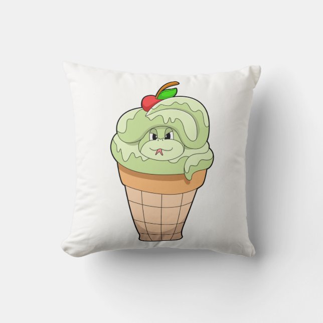 Coussin Serpent avec cône de glace et Cerise (Recto)