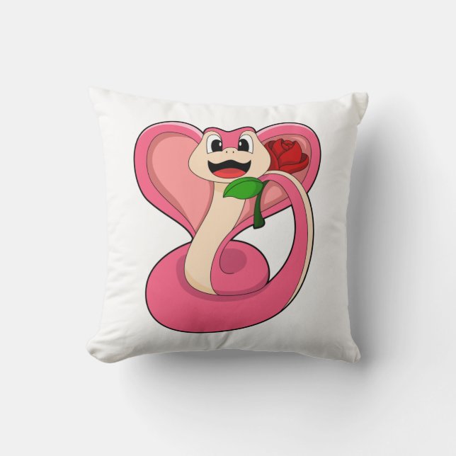 Coussin Serpent avec Rose (Recto)
