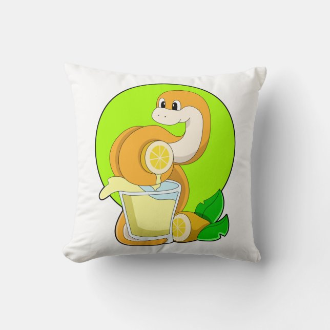 Coussin Serpent avec verre de jus de citron (Recto)