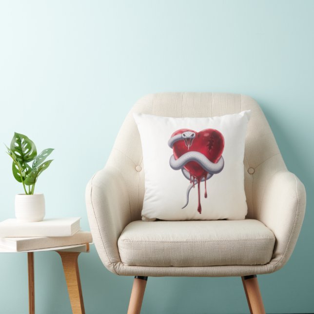 Coussin Serpent Blanc et Cœur Saignant (Chaise)