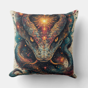 Coussin Serpent Cosmique aux Écailles Brillantes