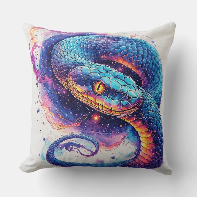 Coussin Serpent Cosmique aux Écailles Brillantes (Recto)