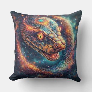 Coussin Serpent Cosmique aux Écailles Brillantes