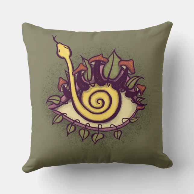 Coussin Serpent et champignon des yeux de automne surréali (Verso)