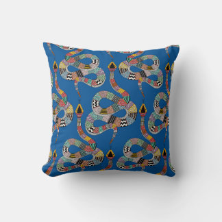 Coussin serpent graphique électrique bleu
