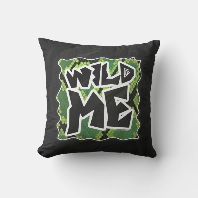 Coussin Serpent Wild Me noir et vert impression (Recto)
