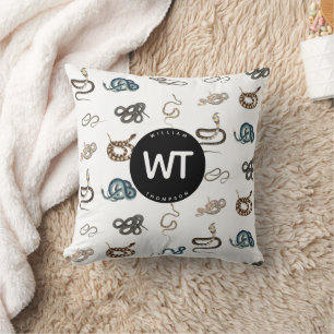 Coussin Serpents colorés Reptile Animal Motif Monogramme