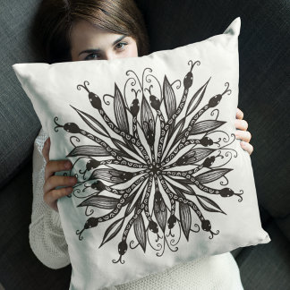 Coussin Serpents cool Noir Et Blanc Botanique Gothique