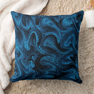 Coussin Serpents de mer Vagues Bleues Fractage Art