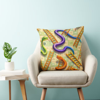 Coussin Serpents et échelles jeu de plateau classique amus