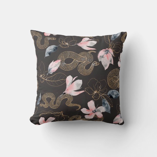 Coussin Serpents et fleurs motif abstrait (Recto)