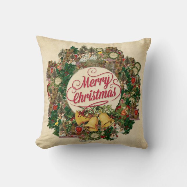 Coussin Serre de Noël Vintage (Joyeux Noël) (Recto)