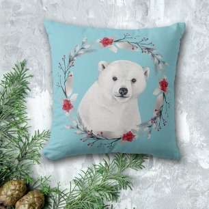 Coussin Serre d'ours polaire Fleur de Noël de l'enfant