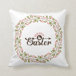 Coussin Serre Florale Rouge Et Vert Avec Lapin