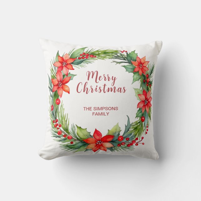 Coussin Serre moderne et script Joyeux Noël (Recto)