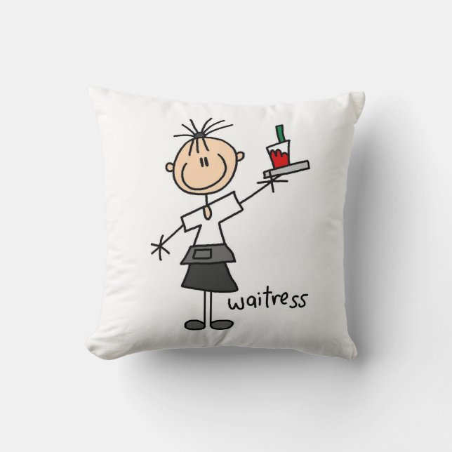 Coussin Serveuse personnage bâton (Recto)