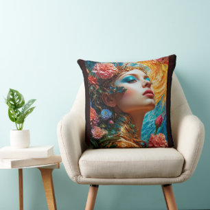 Coussin Ses délices floraux AI Concept Art de Xzendor7