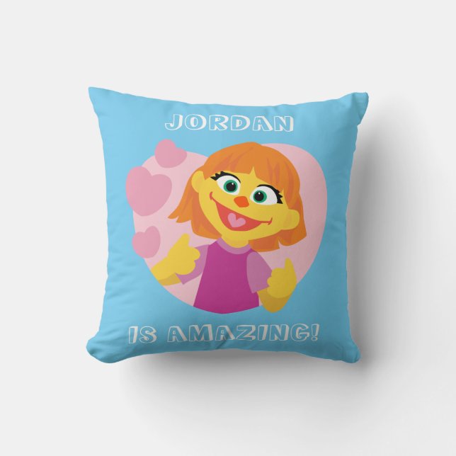 Coussin Sesame Street | Julia cœur rose (Recto)