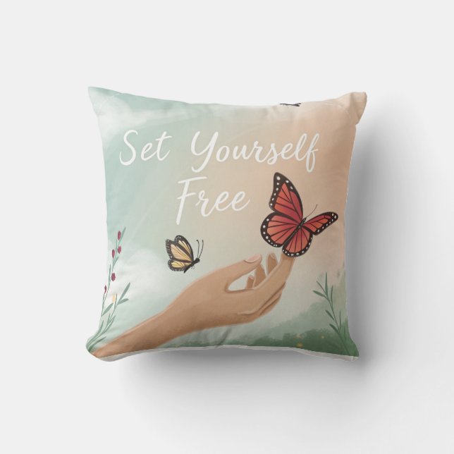 Coussin “Set Yourself Free – Butterfly Release Art” (Recto)