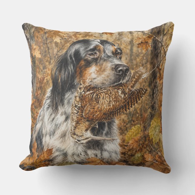 Coussin Setter anglais, chasse à la bécasse  (Recto)