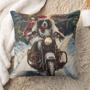 Coussin Setter Anglais Chien à Moto Noël