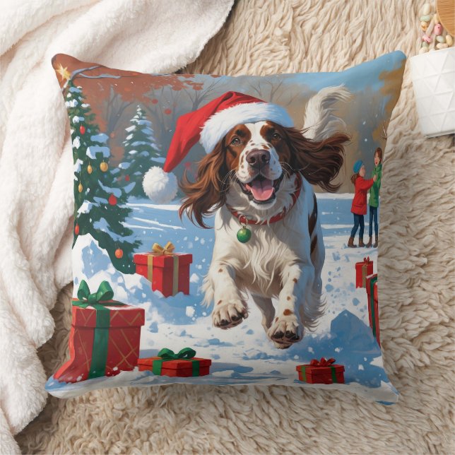Coussin Setter Anglais Courant dans la Neige avec Chapeau  (Couverture)