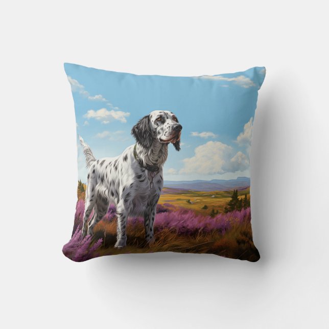 Coussin Setter anglais sur la mare (Recto)