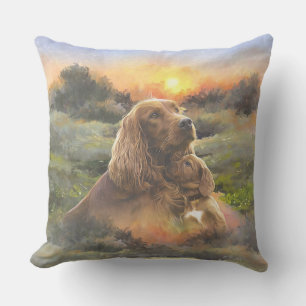 Coussin setter irlandais avec chiot