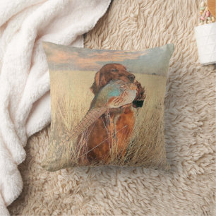 Coussin Setter irlandais avec faisan