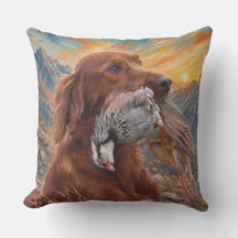 Setter Irlandais avec Perdrix Chukar ,Art