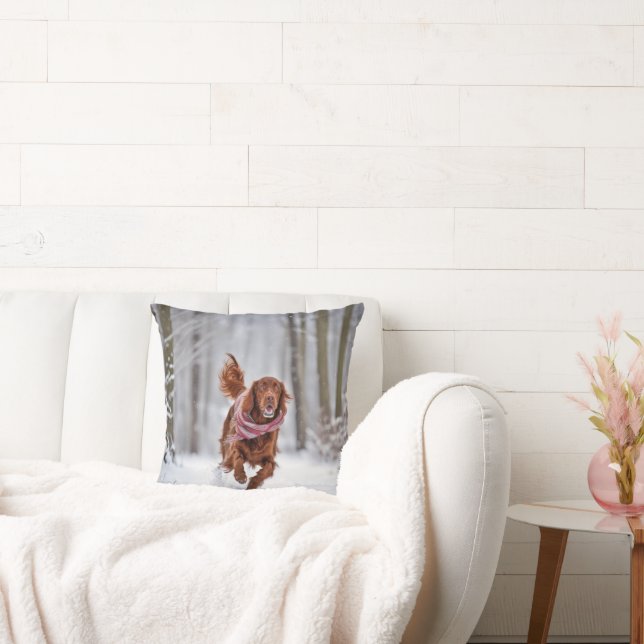 Coussin Setter Irlandais Dans La Neige (Canapé)