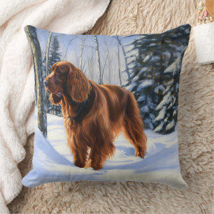 Coussin Setter Irlandais Laissez Tomber la Neige Noël